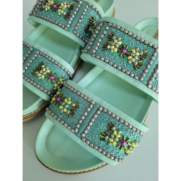 Sam Edelman Womens Otto Mint Leather Sandals!! Size US 8 Spring Summer Slide - Picture 4 of 6